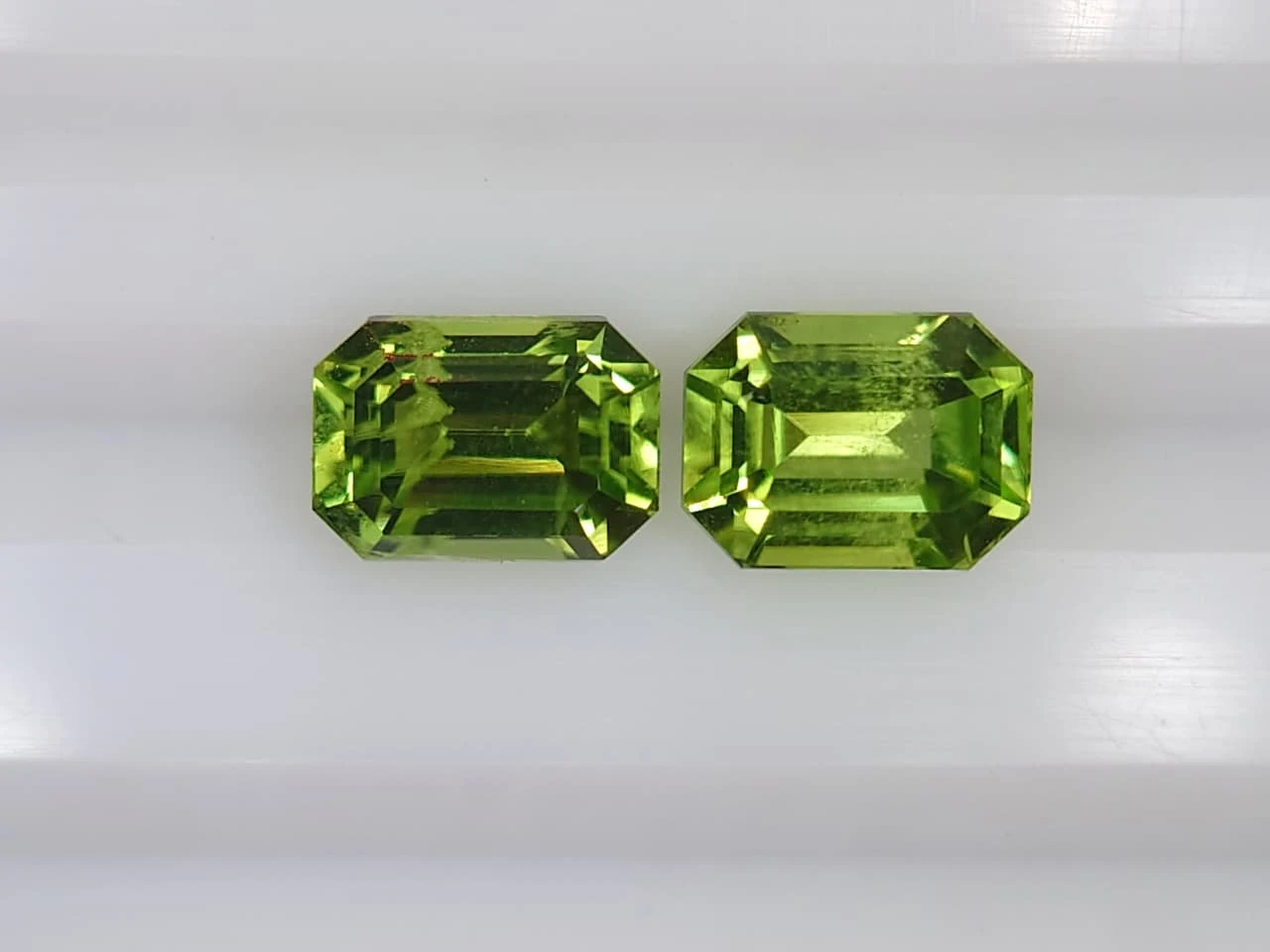 3.2ct Natural Emerald Faceted Peridot Pair from Pakistan — view 3